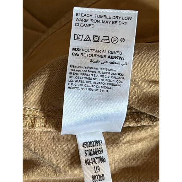 Chico's Women's Utility Pants 2R Cotton Blend Tan Boho - Picture 9 of 9